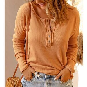 Kit and Ace Waffle Knit Henley, New without Tags